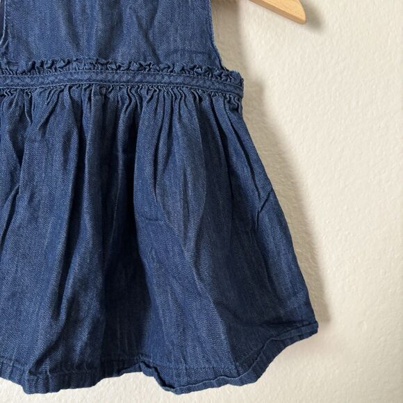 Baby Gap Dress Girl 3 - 6 months Dark Blue chambray sleeveless button pullover - Picture 2 of 7